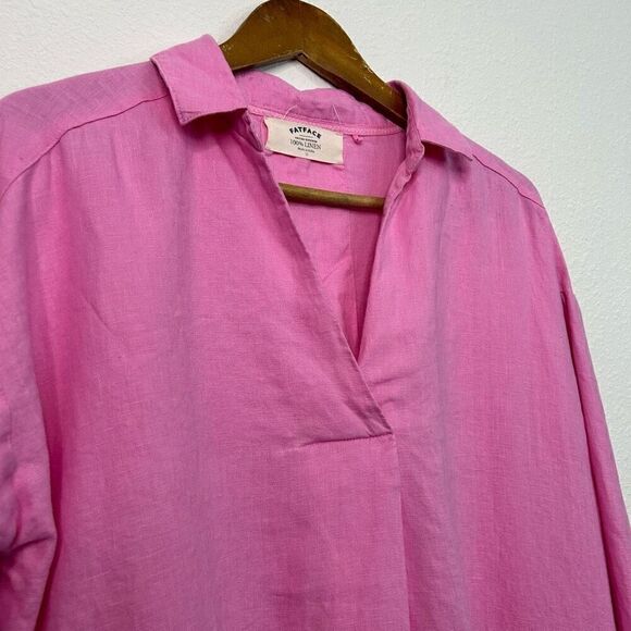 Fat Face Womens Saunton 100% Linen Pink Oversized Tunic Long Sleeve Top Size 12 - Picture 5 of 14